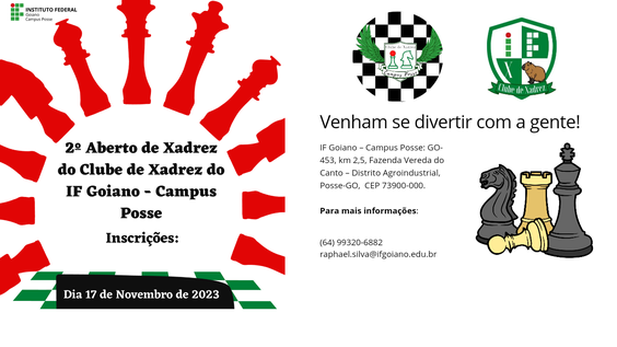 2º Aberto de Xadrez do Clube de Xadrez do IF Goiano - Campus Posse