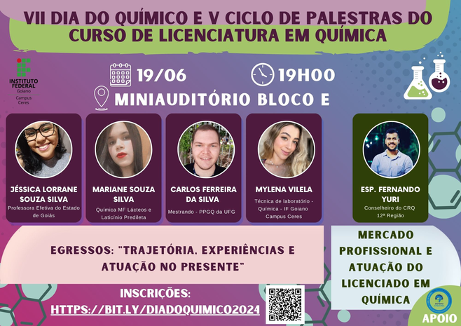 Banner VII DIA DO QUÍMICO E V CICLO DE PALESTRAS DO CURSO DE LICENCIATURA EM QUÍMICA