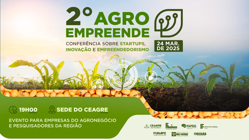 Banner 2° Agro Empreende: Conferência sobre Startups, Inovação e Empreendedorismo