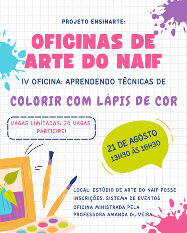 Banner Oficina de técnicas de colorir com lápis de cor