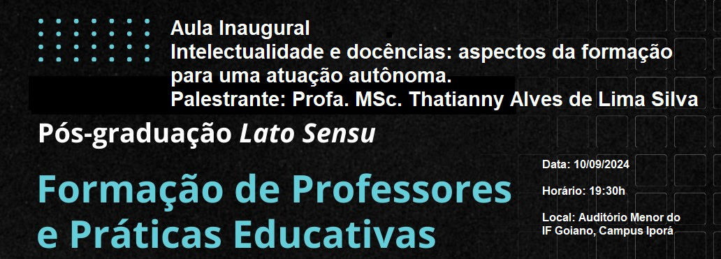 Banner Aula Inaugural da Pós-graduação lato sensu em Formação de Professores e Práticas Educativas