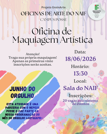 Banner Oficina de Maquiagem Artística - Junho do Orgulho LGBTQIAPN+ - 18 de junho de 2026